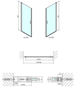 Polysan, ZOOM LINE sprchové dveře 700mm, čiré sklo, ZL1270