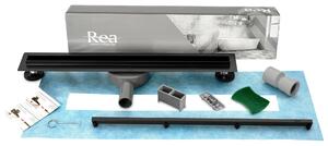 Rea Lineární nerezový odtokový žlab NEO SLIM BLACK PRO 60 cm s 360° stupňovým sifonem, černý, REA-G8900