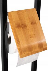 Rea - Tutumi, Bambusový koupelnový držák na toaletní papír a kartáč 391913, černá-hnědá, HOM-10004