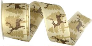 Vánoční bavlněná stuha CHRISTMAS DEER CREAM 40mm x 2m (14,-Kč/m)