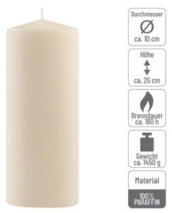 Krémová parafínová svíčka 25 cm, sada 4 ks