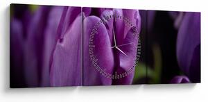 Obraz květů tulipánů (s hodinami) (90x30 cm)