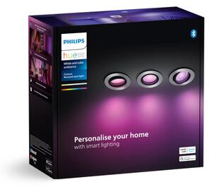 Philips HUE White and color Ambiance 8720169318854 Centura zápustné svítidlo GU10 4,2W/350lm 2000-6500K+RGB hliník 3-set