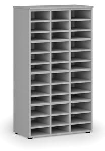Třídicí regál PRIMO GRAY, 1434 x 800 x 420 mm, 36 přihrádek, šedý