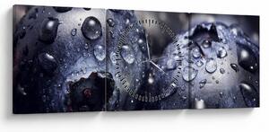 Obraz ovoce s kapkami vody (s hodinami) (90x30 cm)