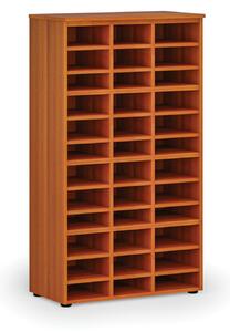 Třídicí regál PRIMO WOOD, 1434 x 800 x 420 mm, 36 přihrádek, třešeň