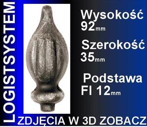 LogistSystem 1 ks ozdobná kovová špička – 92 x 35 mm (V x Š) / základna: ∅ 12, dekorace na plot 40.150