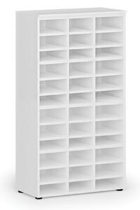 Třídicí regál PRIMO WHITE, 800 x 420 x 1434 mm, 36 přihrádek, bílý