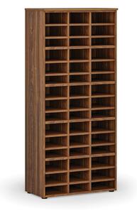 Třídicí regál PRIMO WOOD, 800 x 420 x 1781 mm, 45 přihrádek, ořech