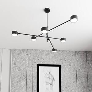 EMIBIG LIGHTING Závěsné světlo Natsu, délka 84 cm, kov, 6-bodové., stmívatelný, Černá, Obývací pokoj / jídelna, kov, Moderní
