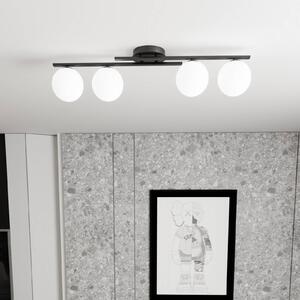 EMIBIG LIGHTING Stropní světlo Kairo, černé/opálové, délka 87 cm, 4-bodové., stmívatelný, Černá, Obývací pokoj / jídelna, kov, Moderní