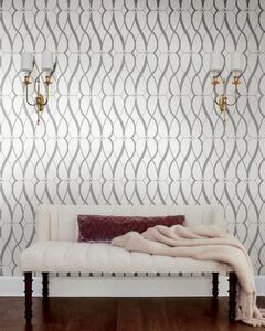 Bílo-stříbrná geometrická vliesová tapeta na zeď, MD7173, Modern Metals, York