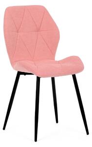 Židle jídelní, růžová látka, černé kovové nohy