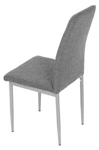 Židle jídelní, stříbrná látka, šedé kovové nohy