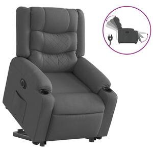 Elektrické zvedací polohovací křeslo tmav edé textil