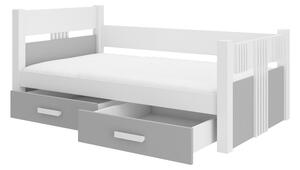 Dětská postel BIMA, 90x200, bílá/šedá