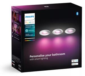 Philips HUE White and color ambiance 8720169321014 Xamento zápustné svítidlo D93mm GU10 4,2W/350lm 2000-6500K+RGB IP44 chrom 3-set
