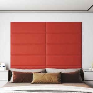 Nástěnné panely 12 ks červené 90 x 30 cm umělá kůže 3,24 m²