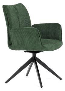 Židle jídelní, zelená látka, otočný mechanismus 180°, černý kov