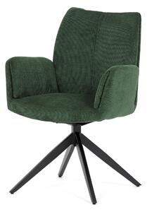 Židle jídelní, zelená látka, otočný mechanismus 180°, černý kov - HC-993 GRN2