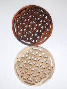 Mandala KVĚT ŽIVOTA ze dřeva, 30 cm, ruční práce