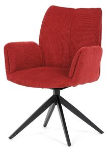 Židle jídelní, červená látka, otočný mechanismus 180°, černý kov - HC-993 RED2