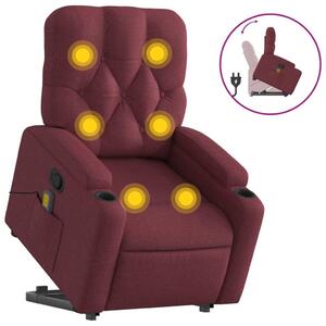 Zvedací masání polohovací křeslo vínové textil