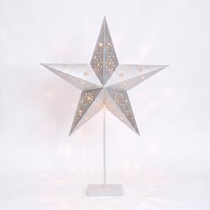 SOLIGHT LED vánoční hvězda stolní na stojánku, 10 LED, 45cm, časovač, stříbrná