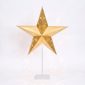 SOLIGHT LED vánoční hvězda stolní na stojánku, 10 LED, 45cm, časovač, zlatá