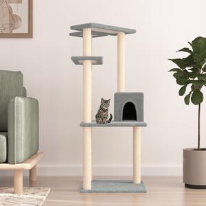 Škrabadlo pro kočky se sisalovými sloupky světle šedé 123 cm 171784