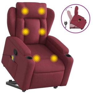 Zvedací masání polohovací křeslo vínové textil