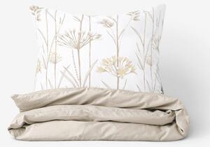 Goldea bavlněné ložní povlečení duo - okrasné rostliny s latte 140 x 200 a 70 x 90 cm