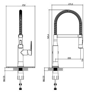 Sapho, JESSY stojánková dřezová baterie s výsuvnou sprškou, chrom, 1105-62