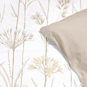 Goldea bavlněné ložní povlečení duo - okrasné rostliny s latte 140 x 200 a 70 x 90 cm