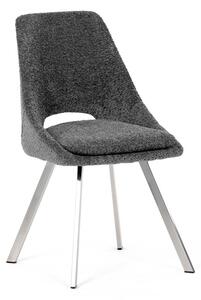 Elegantní šedá jídelní židle RINA s broušenými kovovými nohami (vzorek z prodejny)
