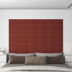 Nástěnné panely 12 ks vínové 30 x 15 cm umělá kůže 0,54 m²