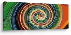 Abstraktní obraz - barevná spirála (s hodinami) (90x30 cm)