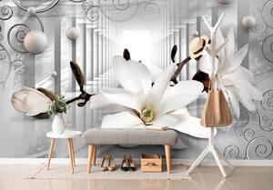 Samolepící tapeta magnolie s abstraktním pozadím