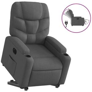 Elektrické zvedací polohovací křeslo tmav edé textil