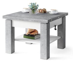 Rozkládací konferenční/jídelní stůl se zvedací deskou CALEB šedá beton/bílá