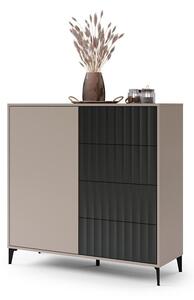 Komoda se zásuvkami RONJA 123x120x43 cm taupe/černá