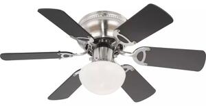 GLOBO 0307 UGO stropní ventilátor s osvětlením na patici E27 760 mm s tahovým vypínačem nikl