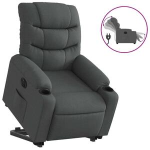 Elektrické zvedací polohovací křeslo tmav edé textil