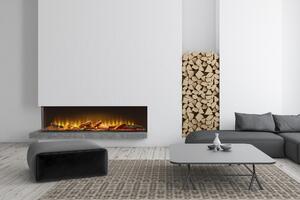Acantha Aspire 125 rohový elektrický krb 130,4 cm, 3D LED plamen, 2 kW, erný, vestavný do mediální stny