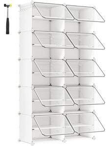 Organizér na boty KIMBERLY, 10 boxů, bílá/průhledná SongmicsHome