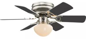 GLOBO 0307W UGO stropní ventilátor s osvětlením na patici E27 760 mm s tahovým vypínačem nikl