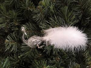 Slezská tvorba Sada 2 ks skleněných vánočních ozdob labuť velká čirá průhledná