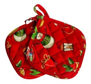 Vánoční chňapka/podložka pod horké set 2ks 18 x 18cm CHICCHI E BALOCCHI BRANDANI (barva - červená se vzory)