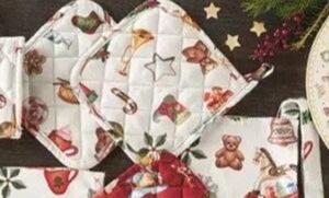 Vánoční chňapka/podložka pod horké set 2ks 18 x 18cm CHICCHI E BALOCCHI BRANDANI (barva - bílá se vzory)
