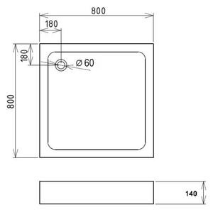LOR 80x80 Sprchová vanička čtverec, akrylát